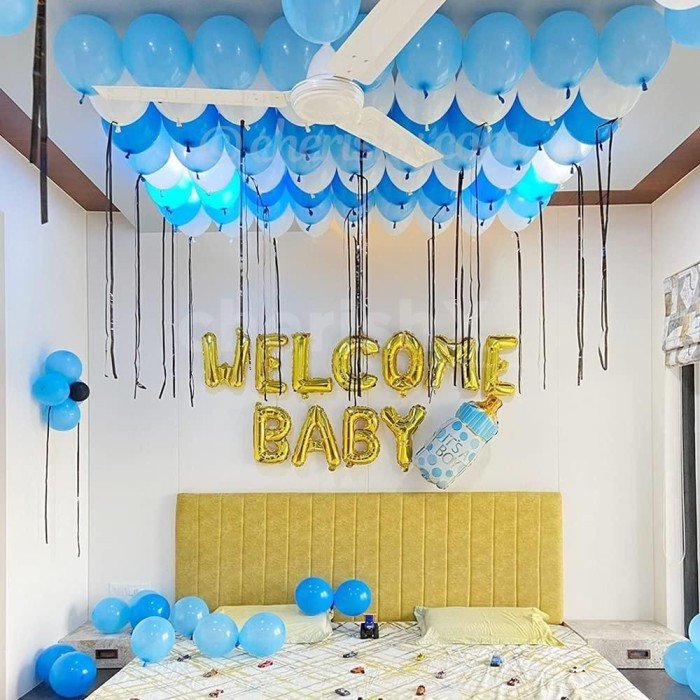 Blue Welcome Baby Decor