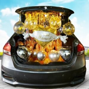 Golden Just Married Car Boot Decor