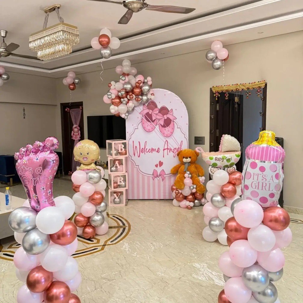Angel Baby Girl Balloon Decor Setup - Image 3