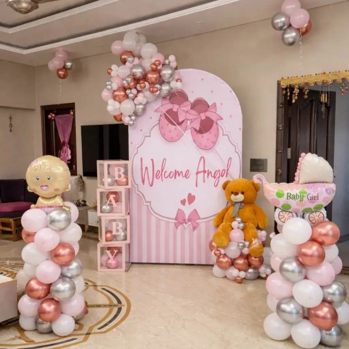 Angel Baby Girl Balloon Decor Setup - Image 2