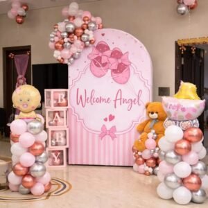 Angel Baby Girl Balloon Decor Setup